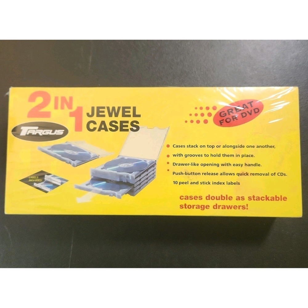 Vintage Targus DVD-CDs Jewel Case Stacks Storage Button Release Peel Label Stick
